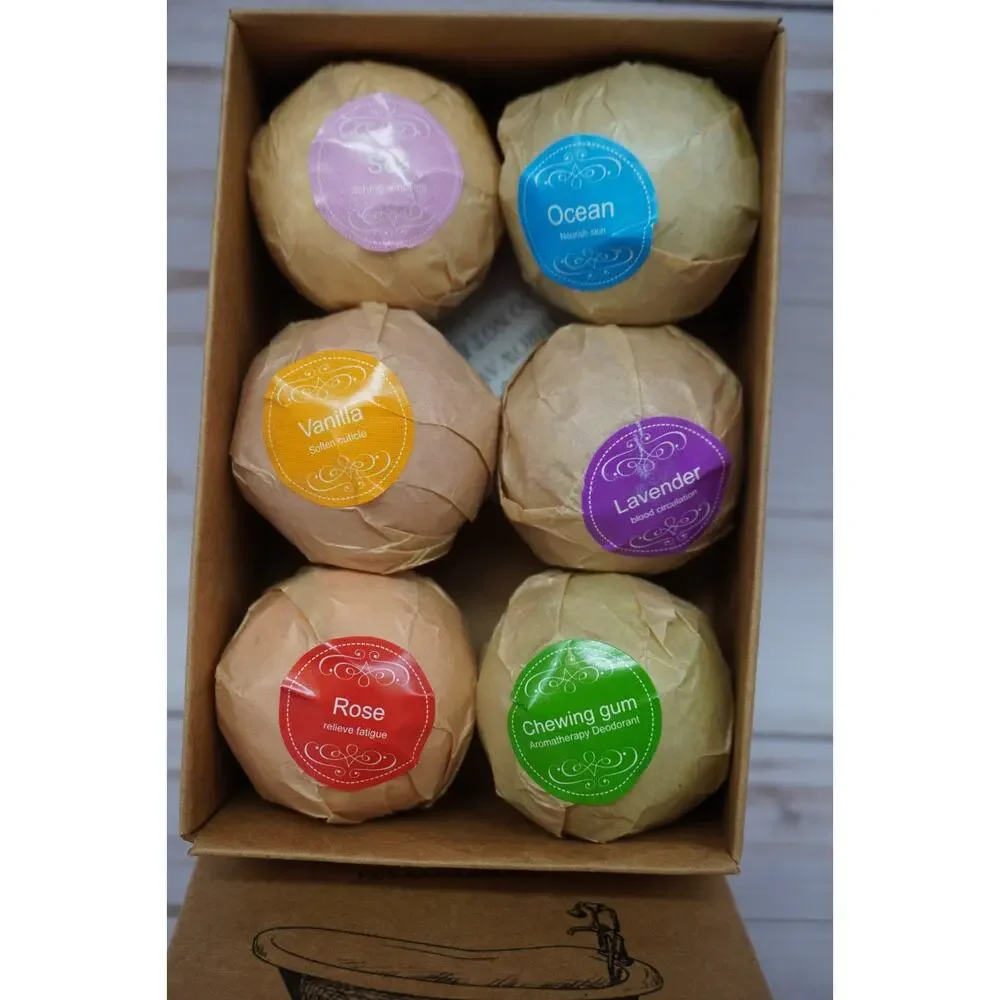 Set of 6 Bath Bombs Sealed 6 Organic Handmade Large 2.1 Oz 100% Natural Bath